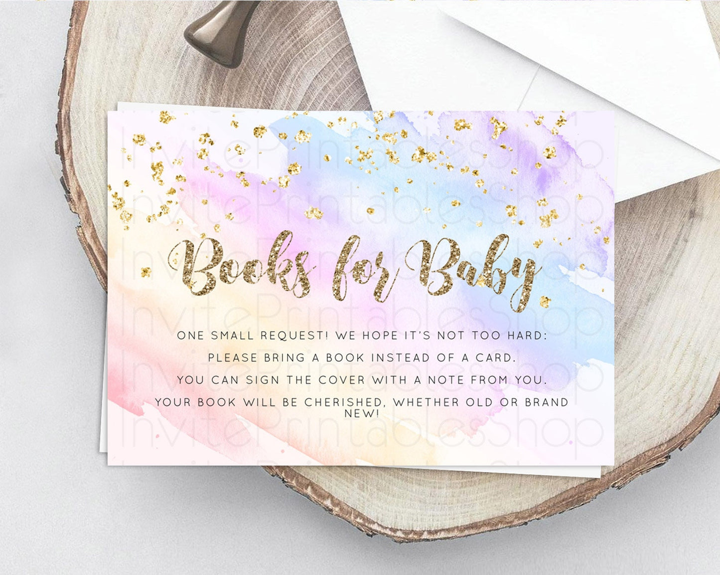 Pastel Books For Baby Card Pastel Rainbow Book Insert Colorful Ombre Watercolor Book Card Confetti Glitter Baby Book Poem Request D10633