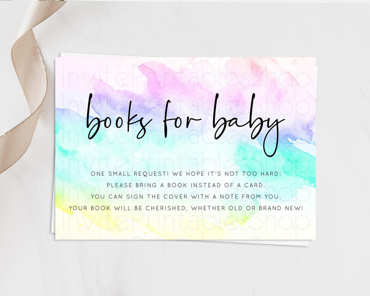 Pastel Books For Baby Card Pastel Rainbow Book Insert Colorful Ombre Watercolor Book Card Confetti Glitter Baby Book Poem Request D10231