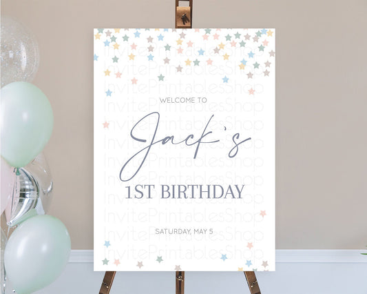 Editable Star Welcome Board Pastel Stars Welcome Sign Shooting Star Rainbow