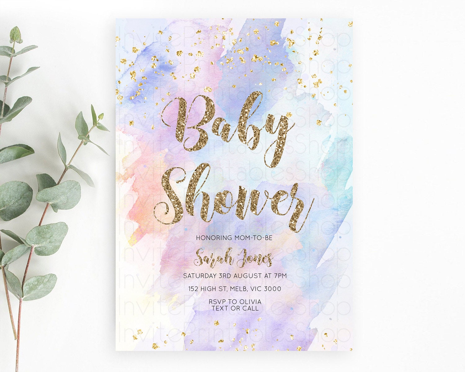 Editable Pastel Baby Shower Invitation Rainbow Baby Shower Invitation Colorf