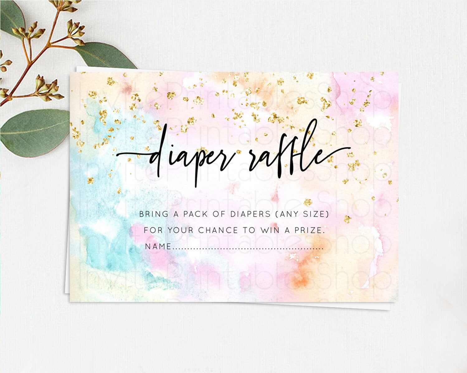Editable Pastel Diaper Raffle Card Pastel Rainbow Diaper Raffle Insert Color