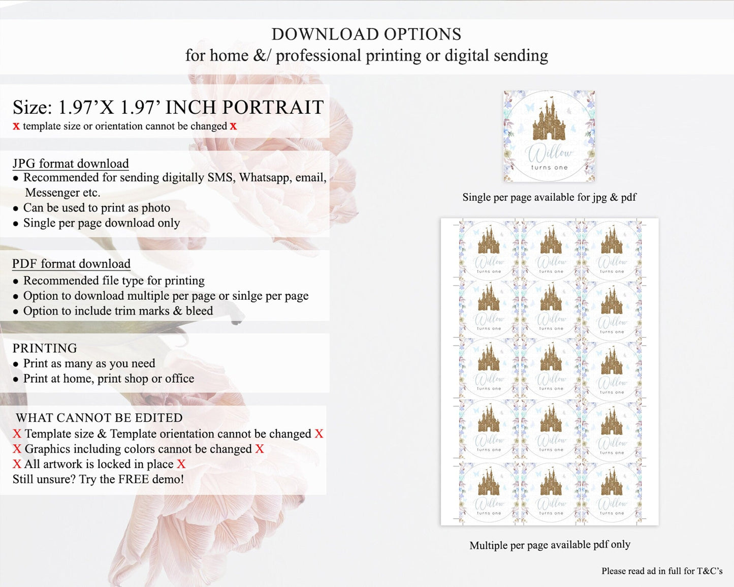 Princess Cupcake Toppers Castle Cupcake Toppers Royal Princess Decor Fairy Tale Enchanted Castle Pastel Floral Garden Table Number D10932
