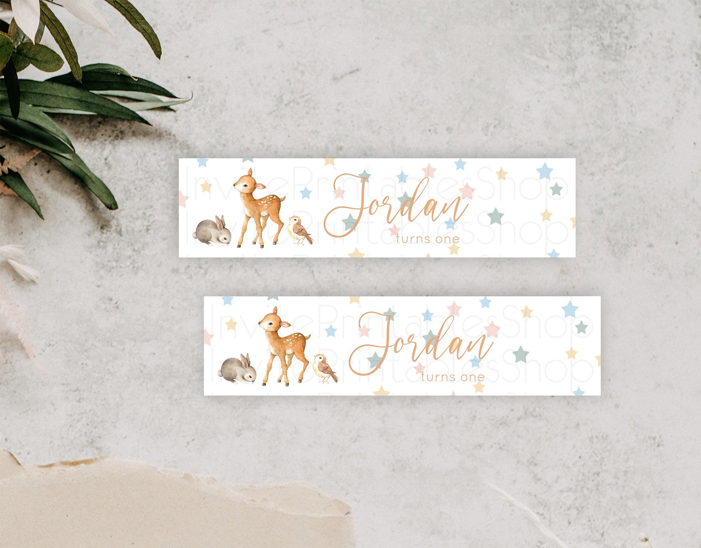 Fawn Deer Water Label Template Pastel Floral Deer Enchanted Forest Butterfly Party Decor Birthday Baptism Baby Shower Bridal Shower D10918