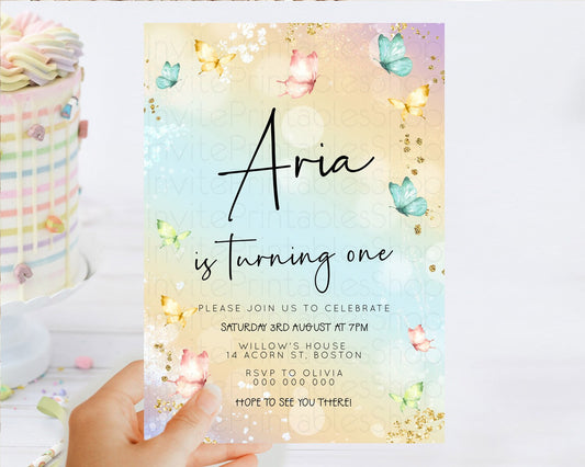Editable Pastel Butterfly Birthday Invitation Butterfly Birthday Invitation