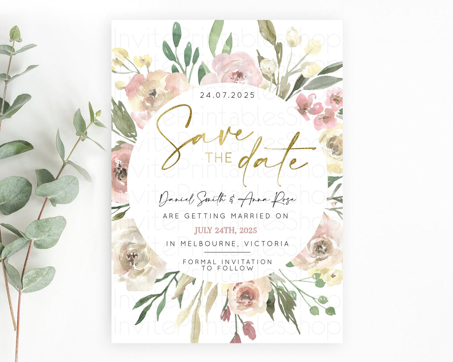 Wildflower Save The Date Template Secret Garden Save The Date Pastel Floral Garden Party Boho Flowers Birthday Baby Shower Wedding D10202