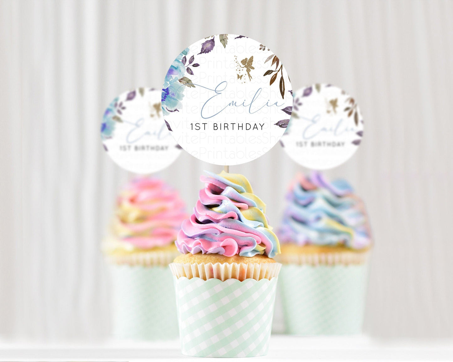 Fairy Cupcake Toppers Pastel Fairy Cupcake Toppers Fairy Floral Garden Cupcake Topper Enchanted Garden Floral Butterfly Party Decor D10728
