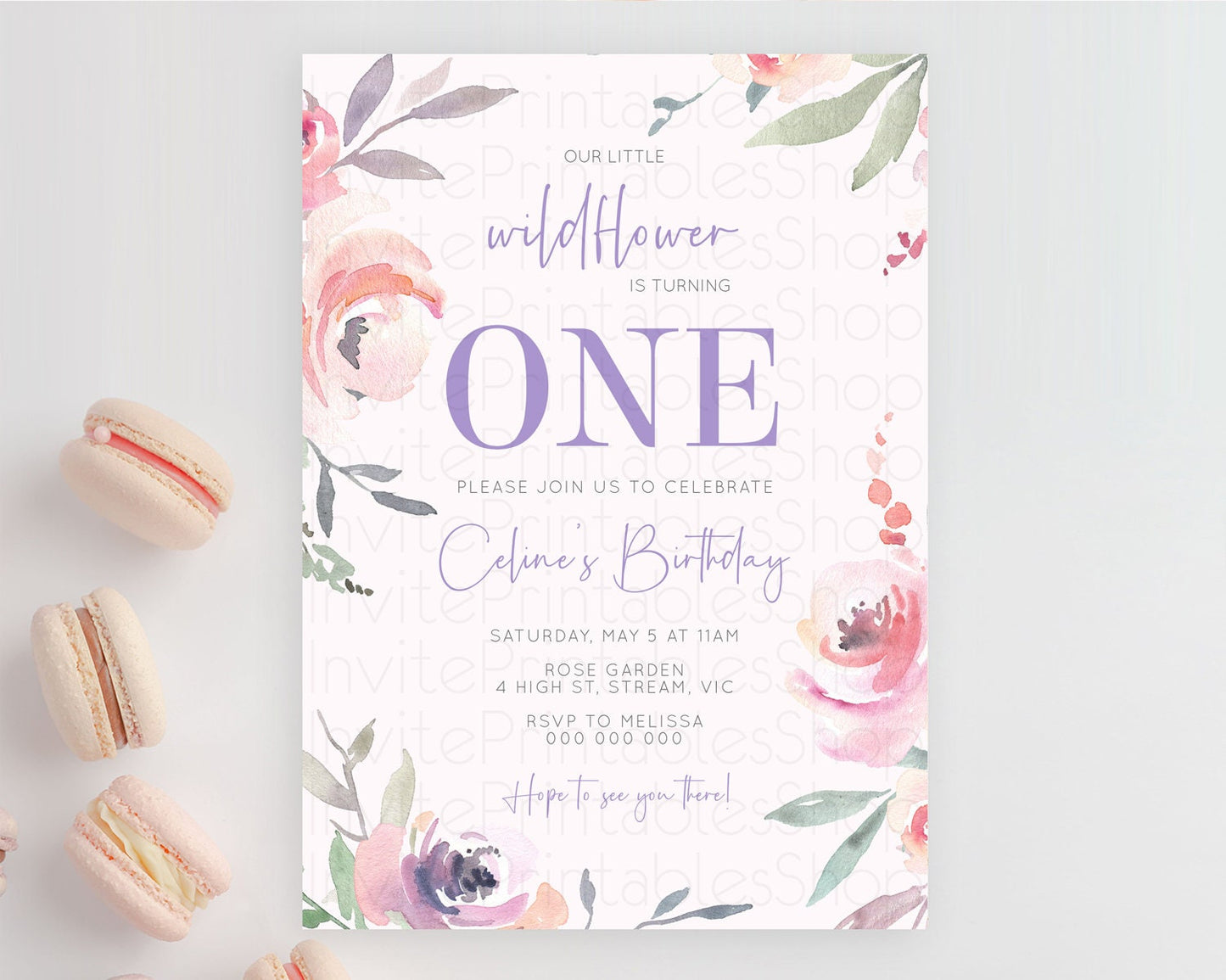 Secret Garden Invitation Wildflower Birthday Invitation Pastel Flowers Invite Enchanted Garden Boho Floral 3rd 2nd First Birthday D10198