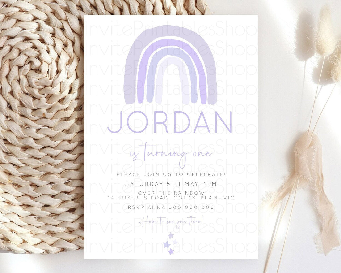 Pastel Rainbow Birthday Invitation Pastel Rainbow Invitation Rainbow Invitation Pastel Invitation Boho Rainbow 1st First Birthday D23101