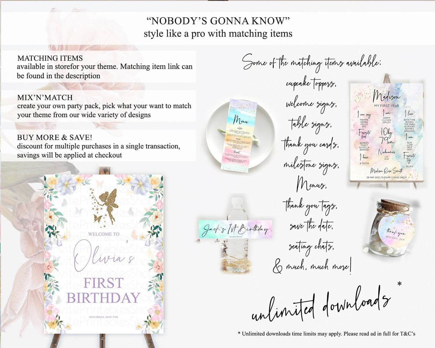 Fairy Welcome Sign Fairy Welcome Board Enchanted Garden Pastel Floral Butterfly Decor Secret Garden First Birthday Welcome Sign D10474