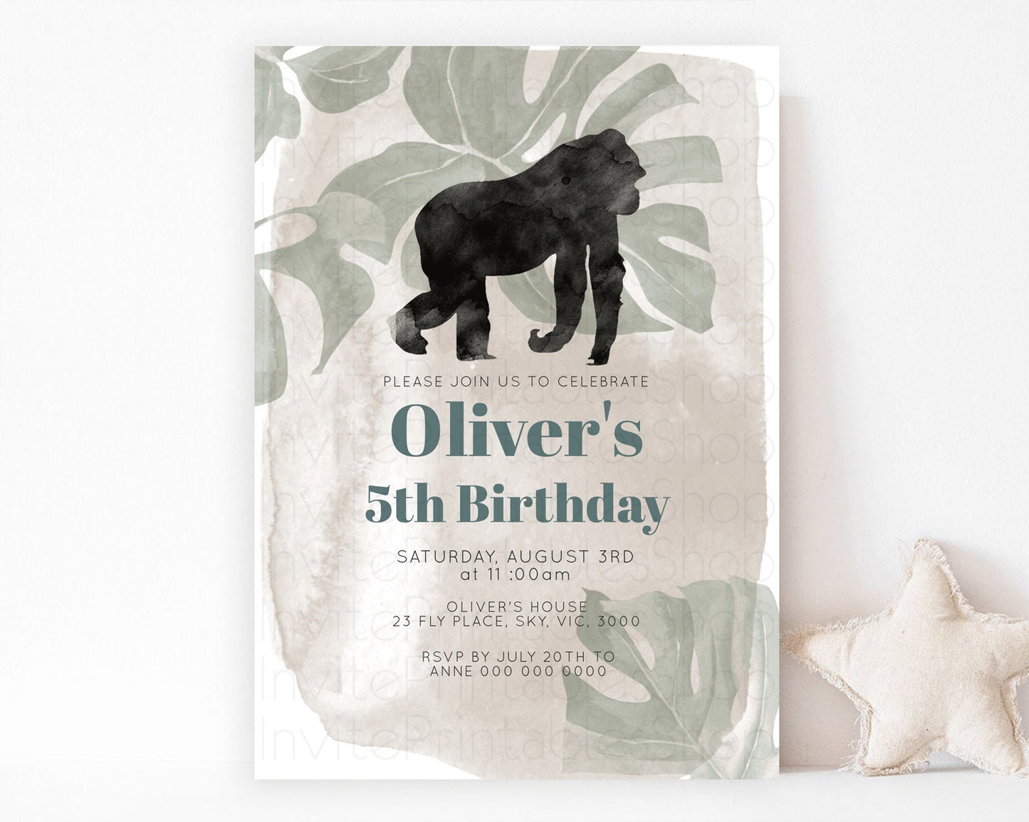 Gorilla Birthday Invitation Gorilla Invitation Gorilla Birthday Jungle Gorilla Party Jungle Adventure Zoo Party Animals Two Wild ONE D10379