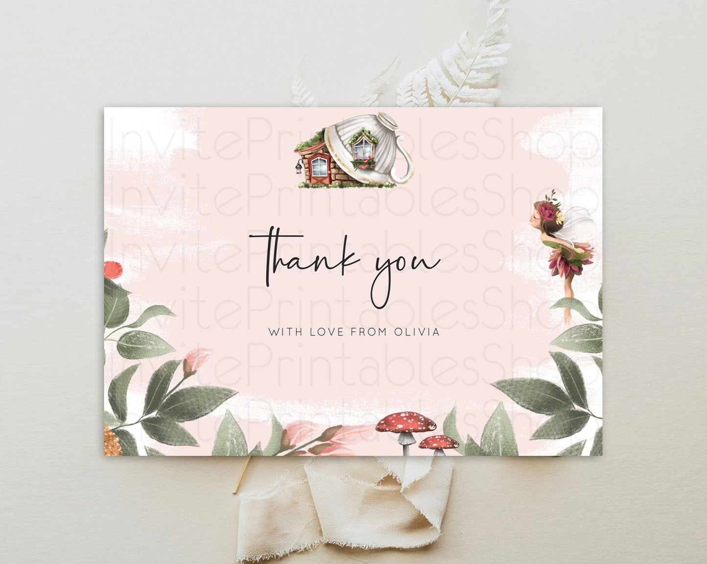 Fairy Thank You Fairy Thank You Card Enchanted Garden Pastel Butterfly Birthday Thank You Floral Secret Garden Teacher Thank You D10563