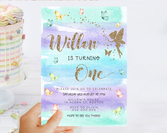 Editable Pastel Fairy Birthday Invitation Pastel Butterflies Fairy Birthday