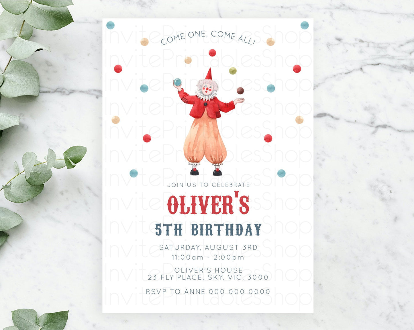 Circus Birthday Invitation Carnival Birthday Invitation Clown Invite Circus Lion Invite Circus Tent Invite Circus Elephant Invite D10502