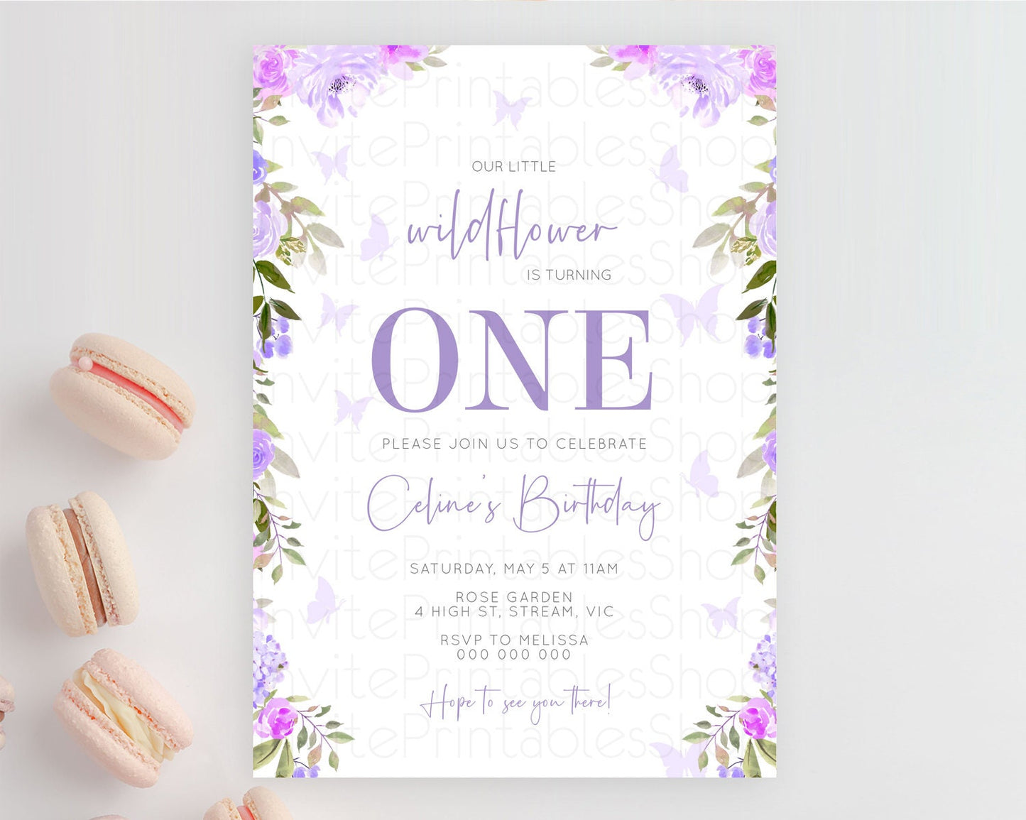 Secret Garden Invitation Wildflower Birthday Invitation Pastel Flowers Invite Enchanted Garden Boho Floral 3rd 2nd First Birthday D10719