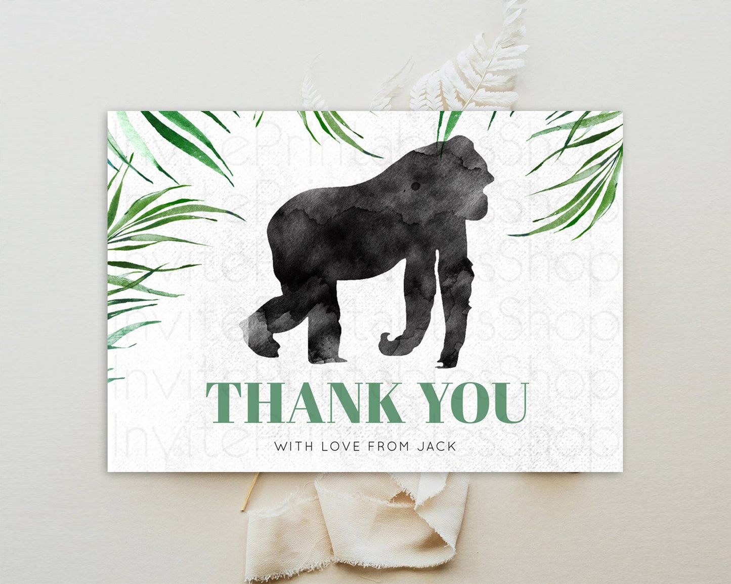 Gorilla Thank You Gorilla Thank You Card Gorilla Party Birthday Thank You Card Safari Card Template Gorilla Teacher Thank You Cards D10840