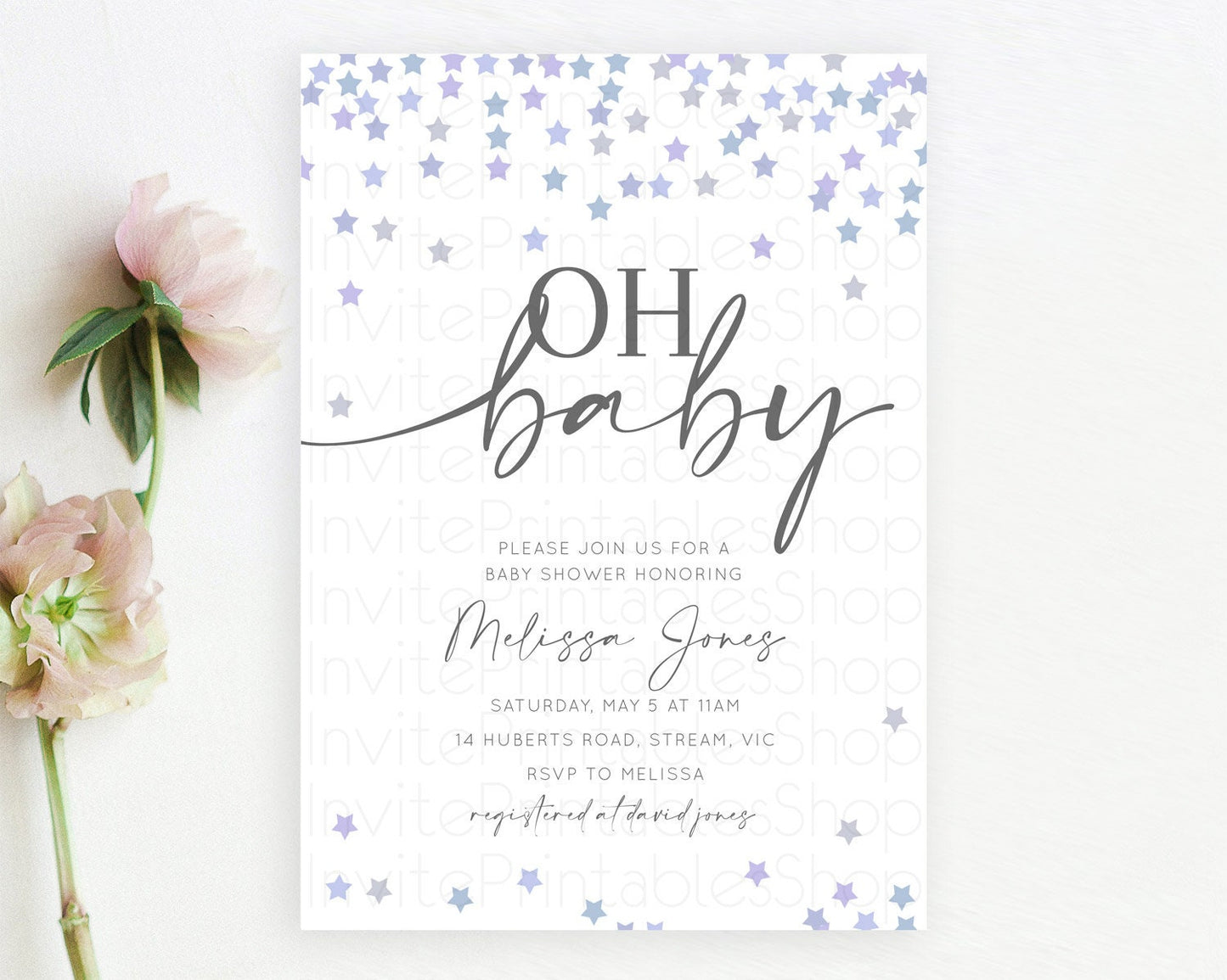 Twinkle Star Baby Shower Invitation Pastel Twinkle Star Invitation Rainbow Pastel Colorful Confetti Twinkle Little Star Baby Shower D10341