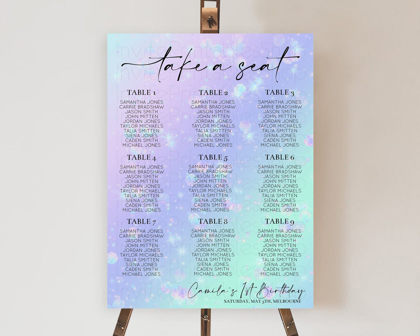 Rainbow Seating Chart Pastel Seating Chart Iridescent Sprinkles Colorful Pastel Watercolor Seating Sign Ombre Pastel Take A Seat D10663