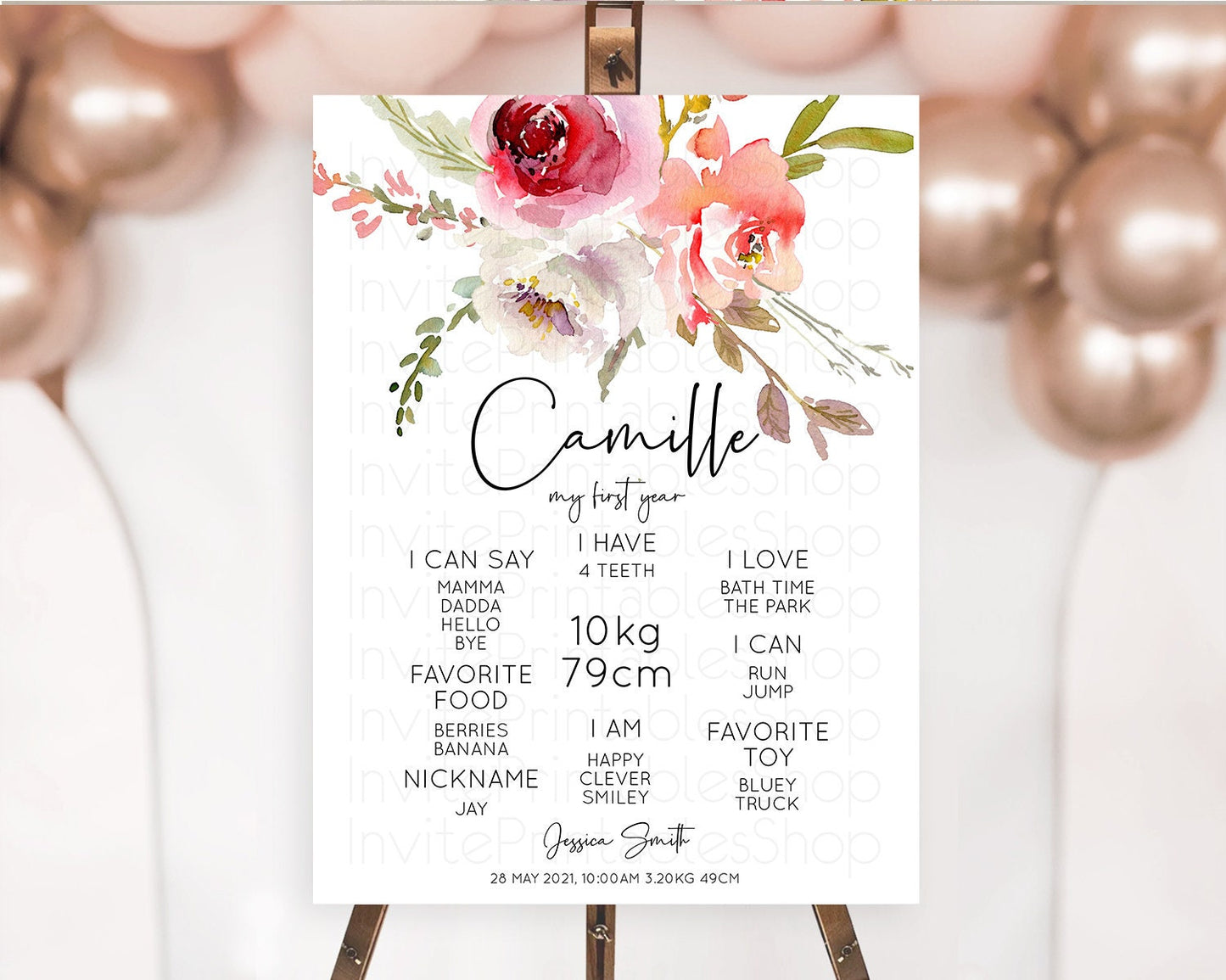 Secret Garden Milestone Board Wildflower First Birthday Milestone Poster Pastel Flowers Milestone Boho Wildflower 1st Birthday Sign D10243