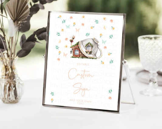 Editable Fairy Sign Enchanted Garden Table Sign Decor Pastel Floral Butterfl