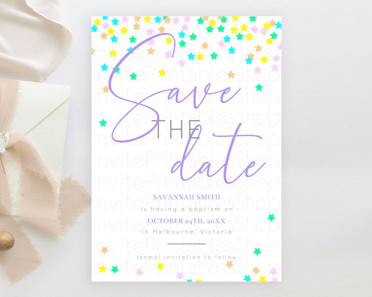 Editable Twinkle Stars Save The Date Template Pastel Twinkle Little Star Par
