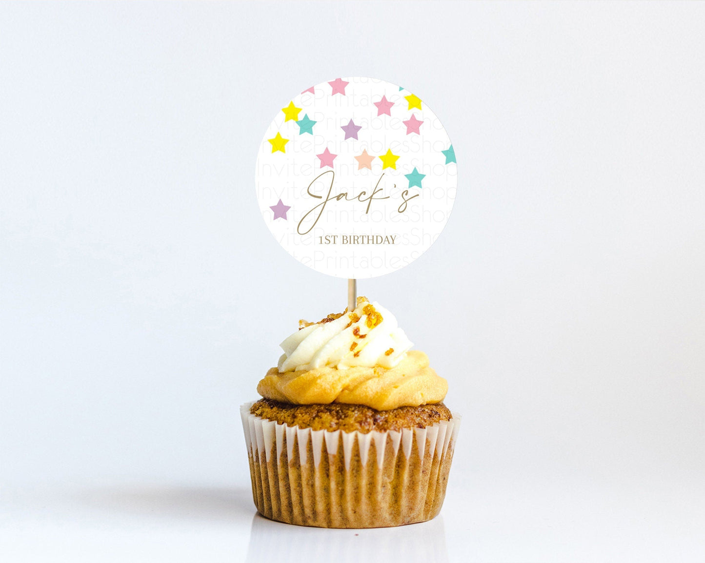 Star Cupcake Toppers Pastel Stars Cupcake Toppers Shooting Star Sprinkle Stars Rainbow Colorful Confetti Twinkle Little Star Decor D10601