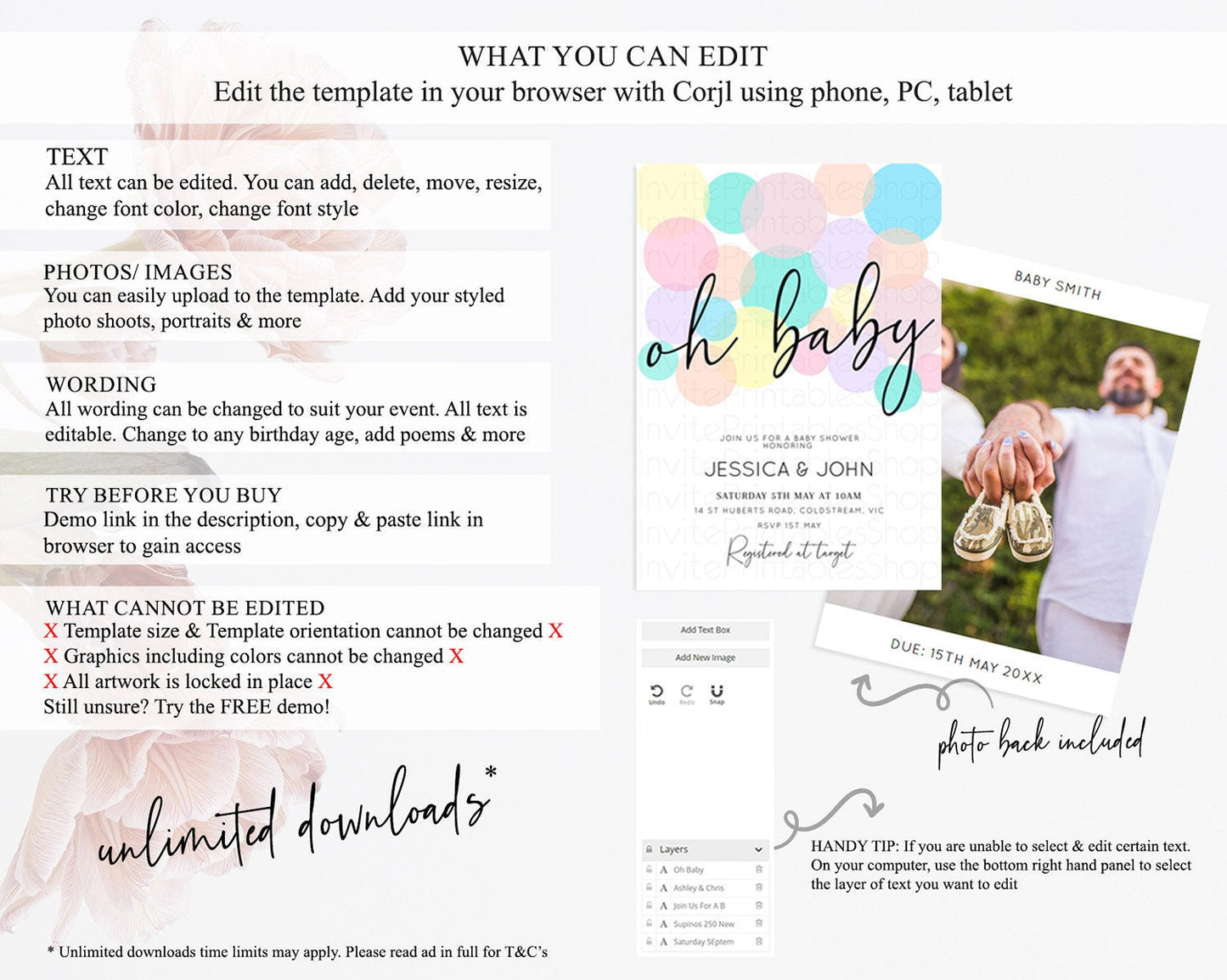 Pastel Rainbow Baby Shower Invitation Pastel Invitation Sprinkles Bubbles Invitation Colorful Rainbow Confetti Pink Blue Yellow Theme D10784