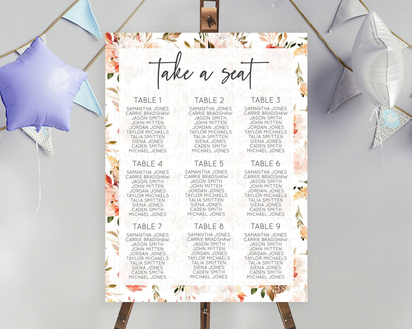 Secret Garden Seating Chart Wildflower Seating Chart Pastel Flowers Seating Chart Enchanted Garden Boho Floral Take A Seat Decor D10540