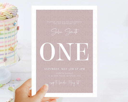 Editable Pink Birthday Invitation Plain Pink Invitation Minimalist Invitatio