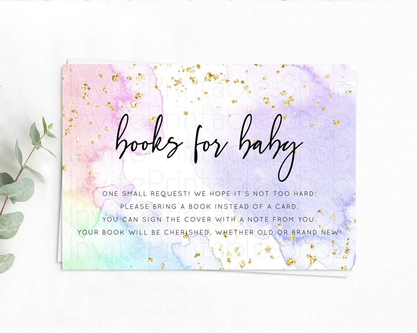 Pastel Books For Baby Card Pastel Rainbow Book Insert Colorful Ombre Watercolor Book Card Confetti Glitter Baby Book Poem Request D10215