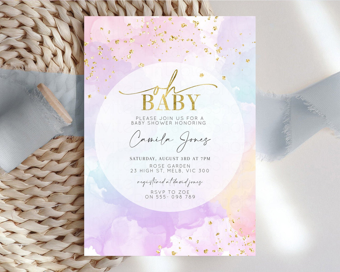 Pastel Baby Shower Invitation Rainbow Baby Shower Invitation Watercolor Ombre Invitation Rainbow Pastel Invite Colorful Glitter Shower 599v1