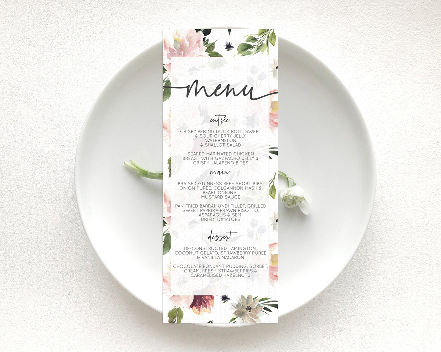 Secret Garden Menu Wildflower Menu Template Pastel Flower Garden Table Decor Boho Floral Dinner Dessert Floral Party Food Menu D10538