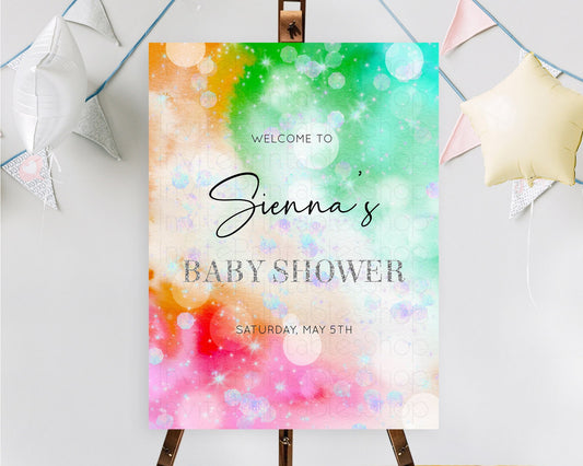 Rainbow Welcome Sign Pastel Welcome Board Colorful Pastel Watercolor Iridescent Sprinkles Ombre Pastel Decor Pastel Welcome Poster D10691