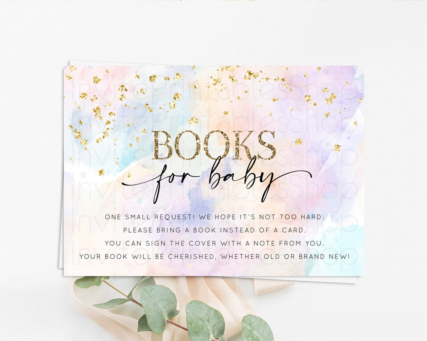 Pastel Books For Baby Card Pastel Rainbow Book Insert Colorful Ombre Watercolor Book Card Confetti Glitter Baby Book Poem Request D10605