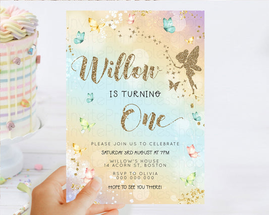 Editable Pastel Fairy Birthday Invitation Pastel Butterflies Fairy Birthday