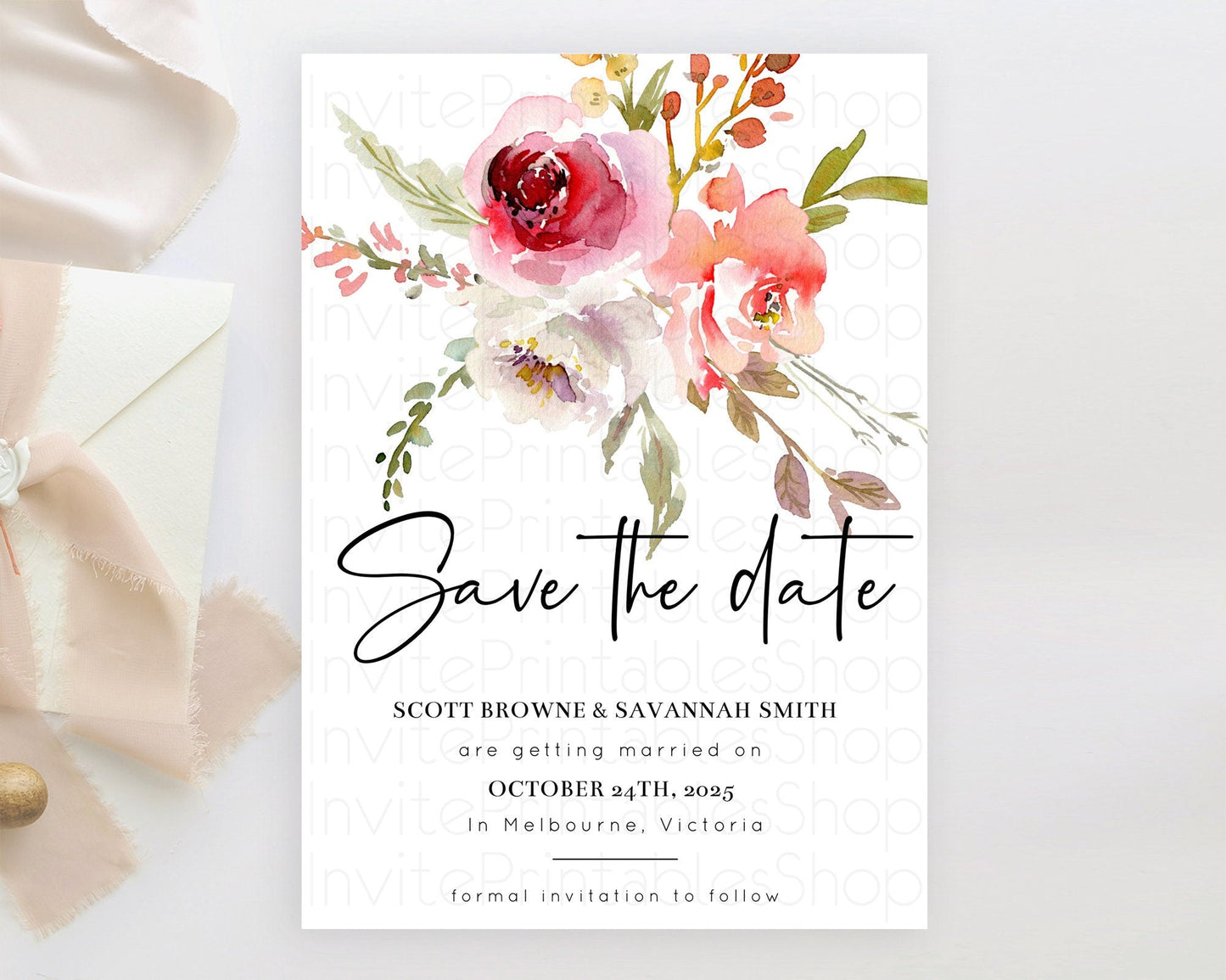 Wildflower Save The Date Template Secret Garden Save The Date Pastel Floral Garden Party Boho Flowers Birthday Baby Shower Wedding D10243