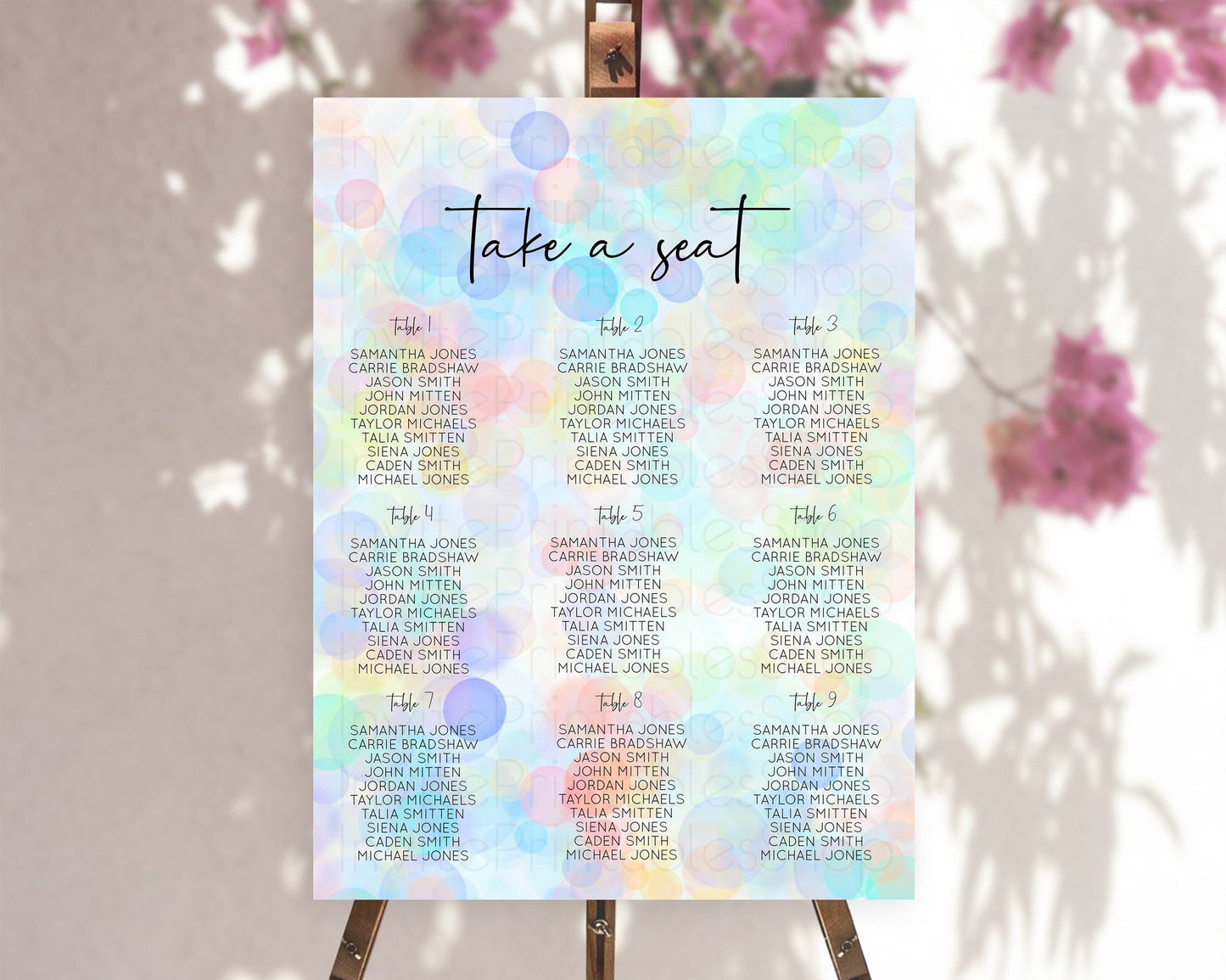 Bubbles Seating Chart Pastel Seating Chart Bath Bomb Party Pastel Bubbles Decor Watercolour Seating Board Confetti Seating Chart D10445