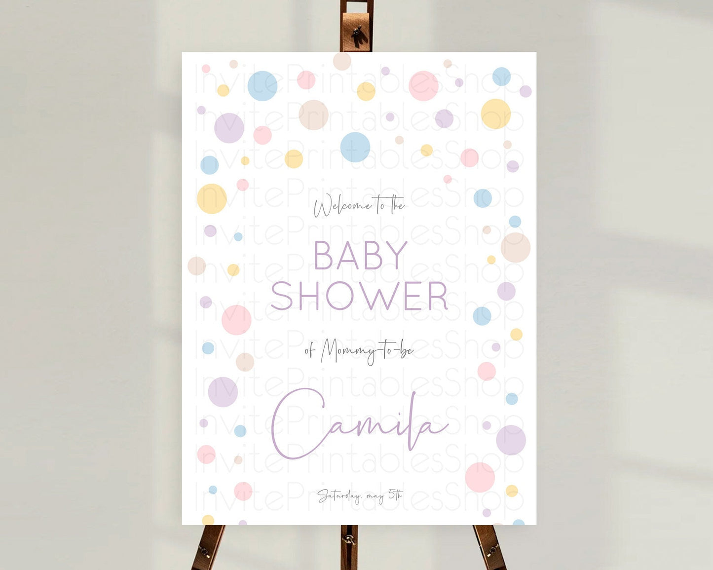 Rainbow Baby Shower Welcome Sign Pastel Welcome Board Pastel Rainbow Confetti Welcome Sign Colorful Bubbles Pastel Welcome Sign D10759