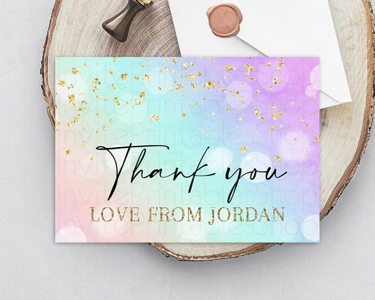 Pastel Thank You Rainbow Thank You Card Colorful Pastel Birthday Thank You Card Confetti Watercolor Pastel Teacher Thank You Cards D10618