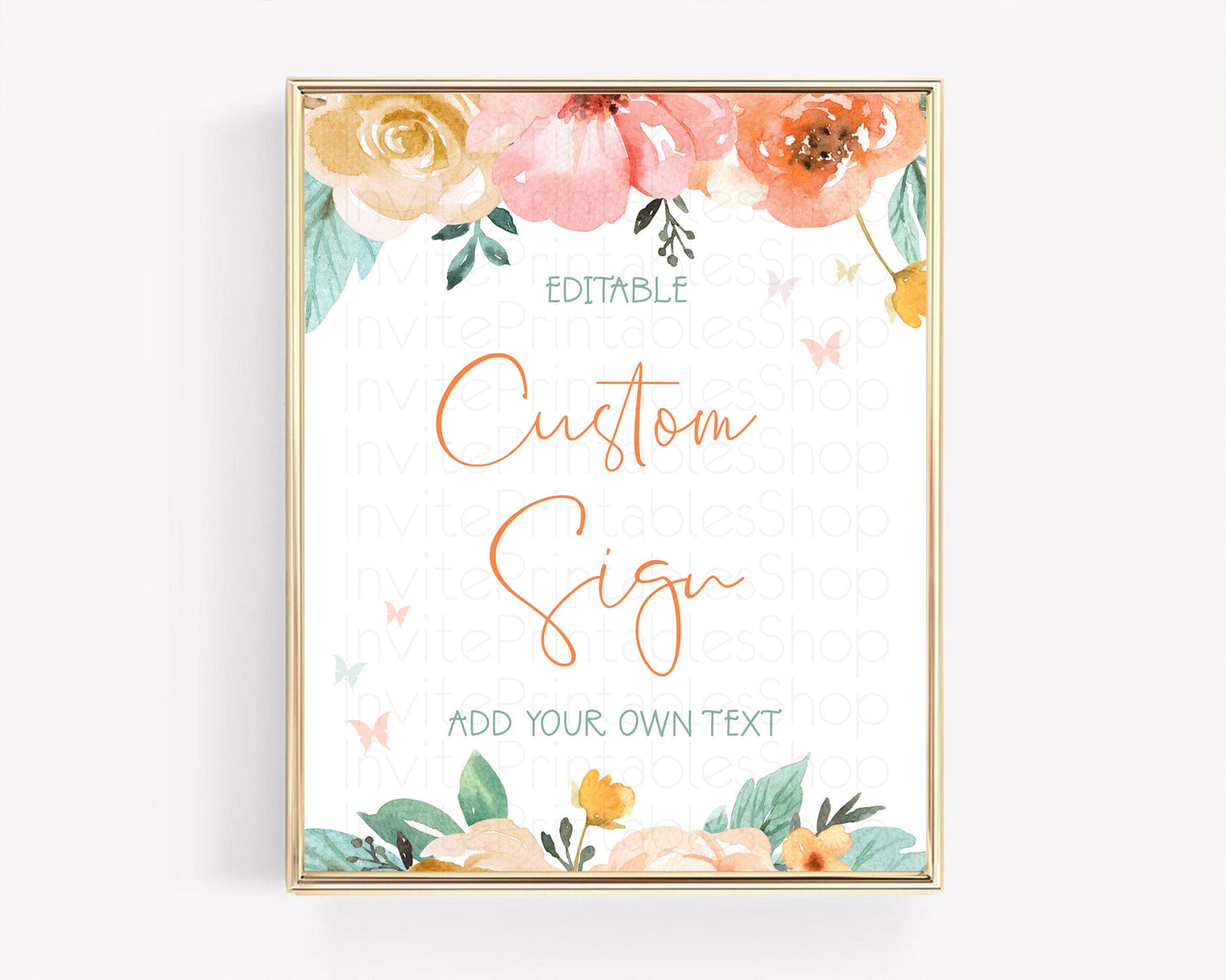 Wildflower Floral Table Sign Decor Secret Garden Sign Template Pastel Floral Garden Party Boho Flowers Birthday Baby Shower Wedding D10347