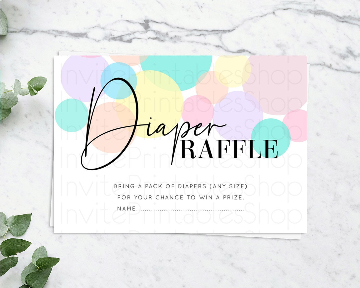 Pastel Diaper Raffle Card Pastel Rainbow Diaper Raffle Insert Colorful Ombre Watercolor Diaper Ticket Confetti Glitter Raffle Game D10784