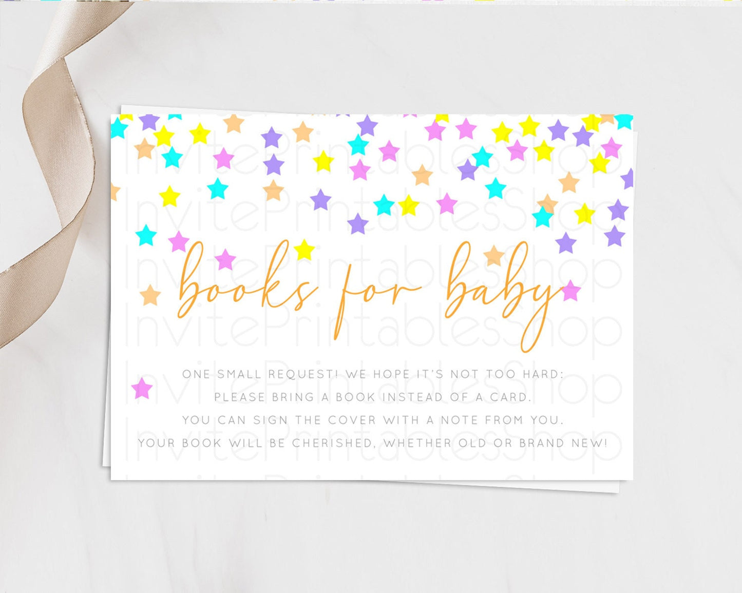 Pastel Star Books For Baby Card Shooting Star Book Insert Twinkle Little Star Book Card Rainbow Confetti Guests Book Poem Request D10397