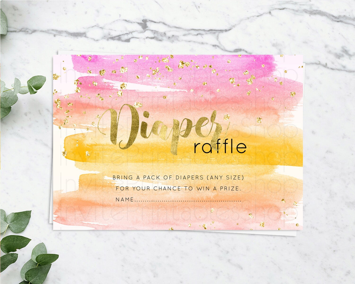 Pastel Diaper Raffle Card Pastel Rainbow Diaper Raffle Insert Colorful Ombre Watercolor Diaper Ticket Confetti Glitter Raffle Game D10520