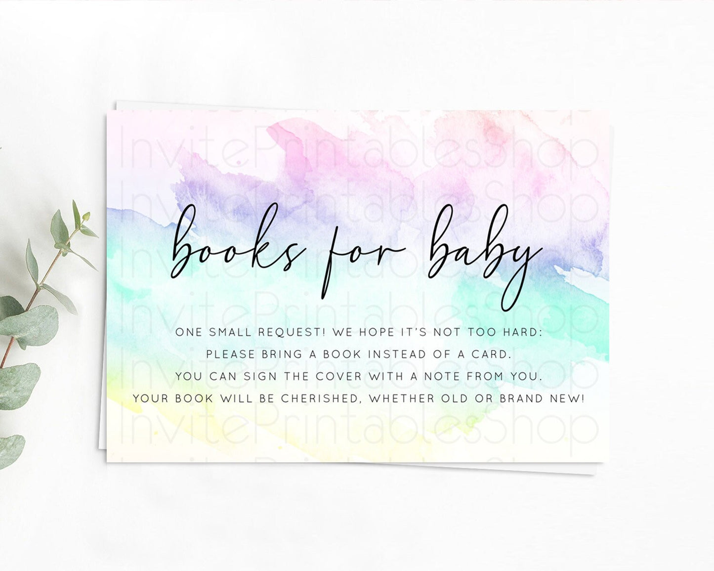 Pastel Books For Baby Card Pastel Rainbow Book Insert Colorful Ombre Watercolor Book Card Confetti Glitter Baby Book Poem Request D10231