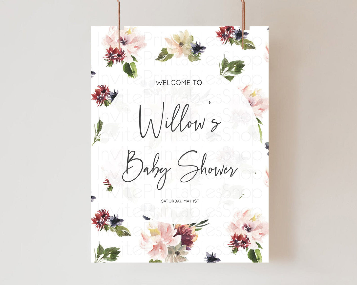 Secret Garden Baby Shower Welcome Sign Wildflower Welcome Board Pastel Flower Garden Welcome Poster Boho Wildflower Welcome Sign D10538