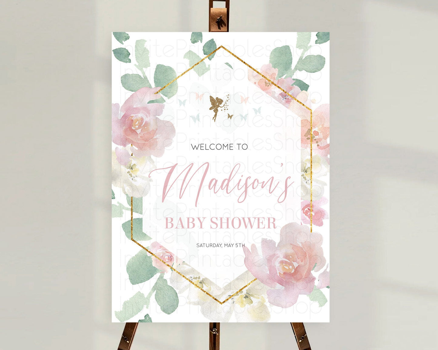 Fairy Baby Shower Welcome Sign Fairy Welcome Board Enchanted Garden Pastel Floral Butterfly Décor Secret Garden Fairy Welcome Sign D10965