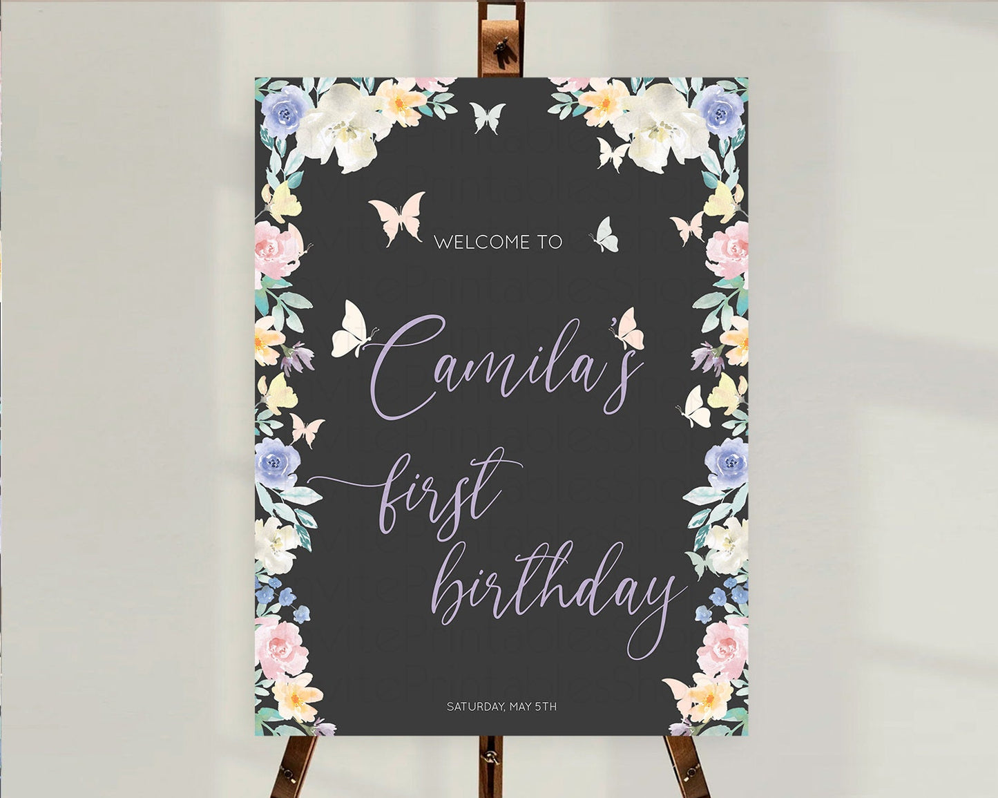 Secret Garden Welcome Sign Wildflower Welcome Board Pastel Flower Garden Welcome Poster Boho Wildflower First Birthday Welcome Sign D10322