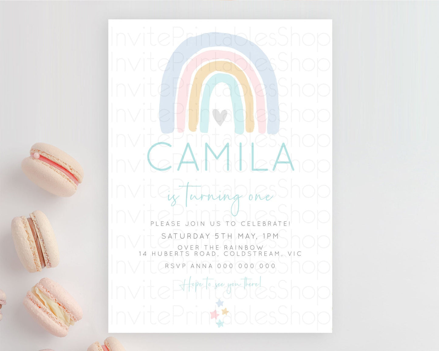 Pastel Rainbow Birthday Invitation Pastel Rainbow Invitation Rainbow Invitation Pastel Invitation Boho Rainbow 1st First Birthday D10214