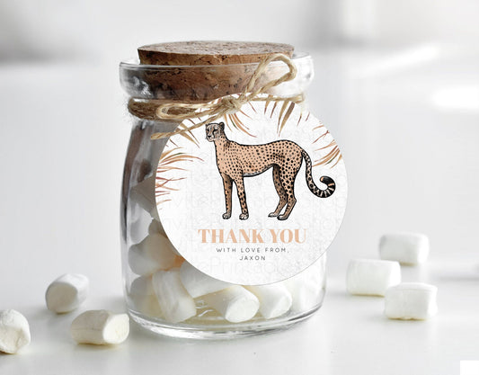 Editable Cheetah Thank You Tags Cheetah Thank You Gift Tags Cheetah Party Fa