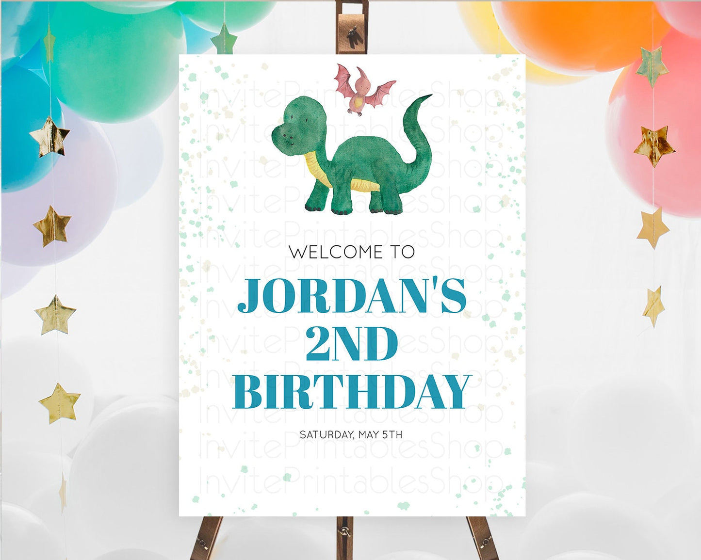 Dinosaur Welcome Sign Dinosaur Volcano Welcome Poster Dino Watercolor Volcano T-Rex Raptor Jurassic First Birthday Welcome Sign D10153