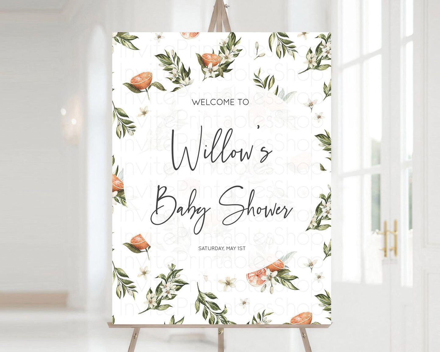 Citrus Baby Shower Welcome Sign Lemon Welcome Sign Orange Welcome Sign Citrus Welcome Poster Citrus Floral Décor Baby Welcome Board D10545